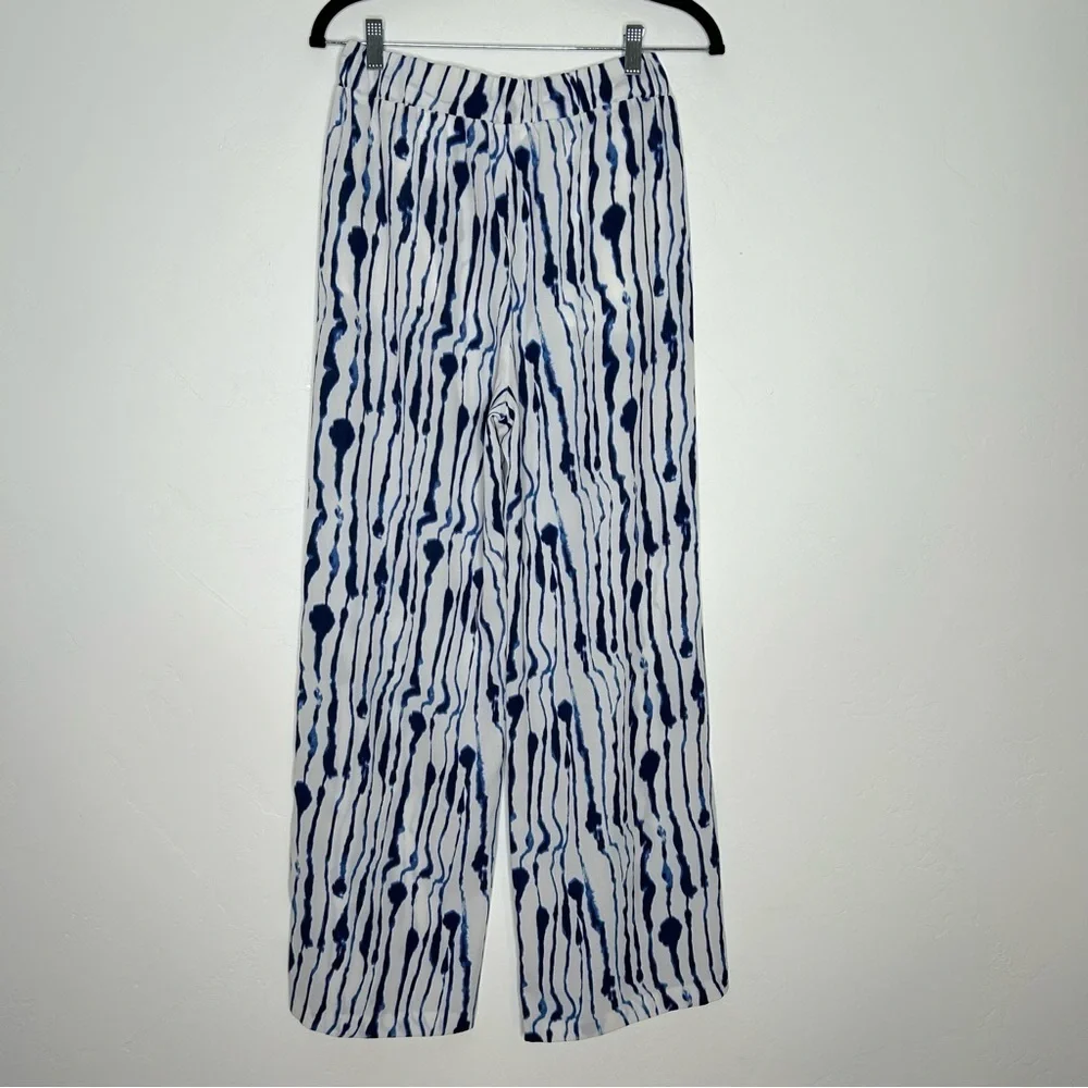 H&M Sheer Tie Dye Wide Leg Pants Swim Coverup Spring Break Palazzo Pant SZ 8 - Picture 2 of 8
